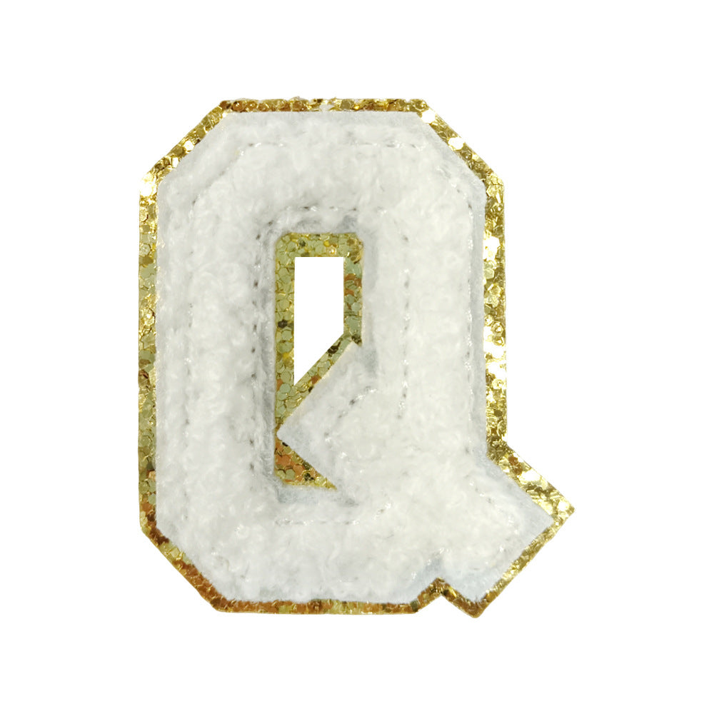 Wholesale White Towel Embroidered Alphabet Patches A Z With Gold Glitter Stylish DIY Accessory For Coats And Crafts