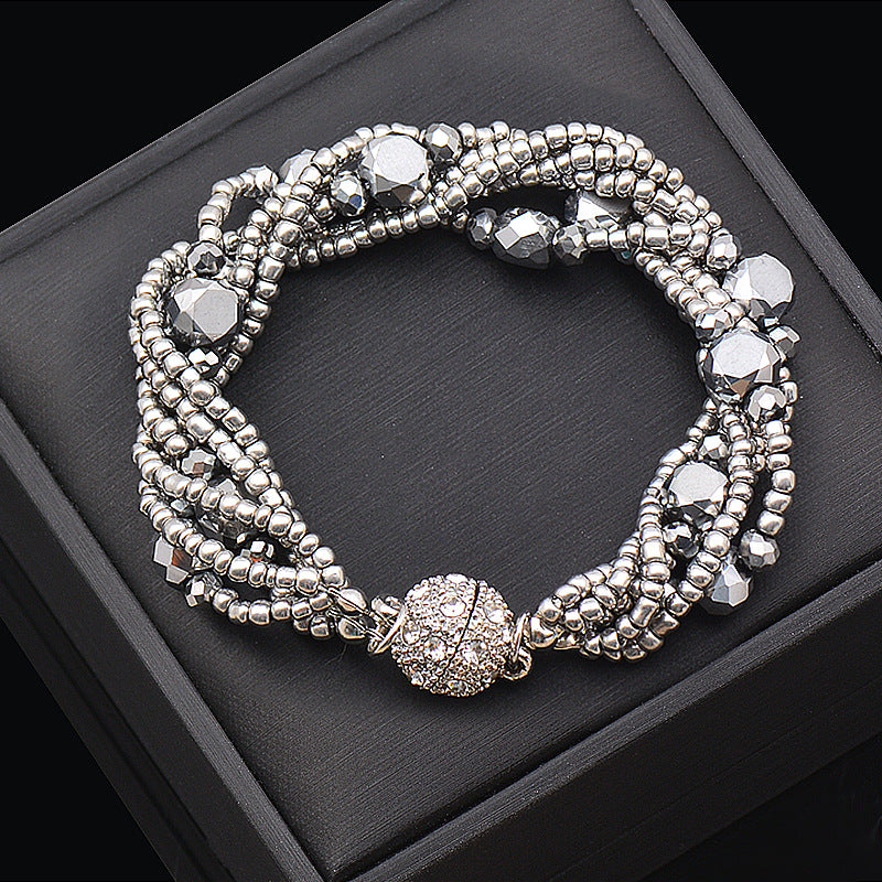 Wholesale Rhinestone Magnetic Clasp Multicolor Crystal Beads Bracelet Necklace