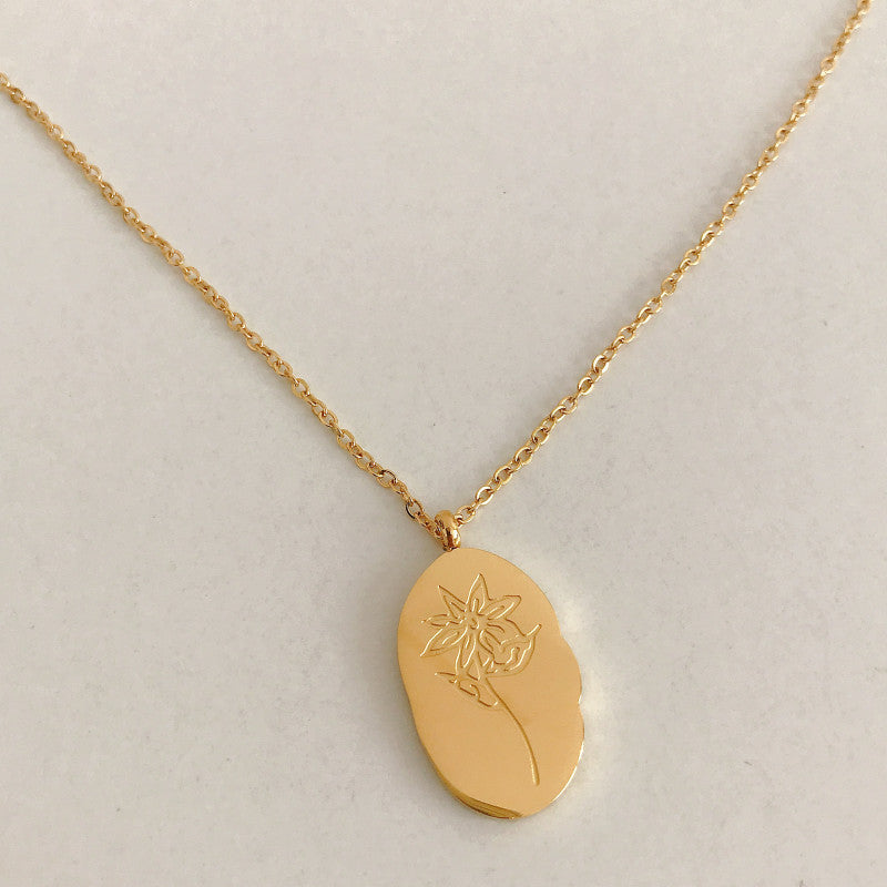 Wholesale  Titanium Steel December Flower Irregular Pendant Necklace