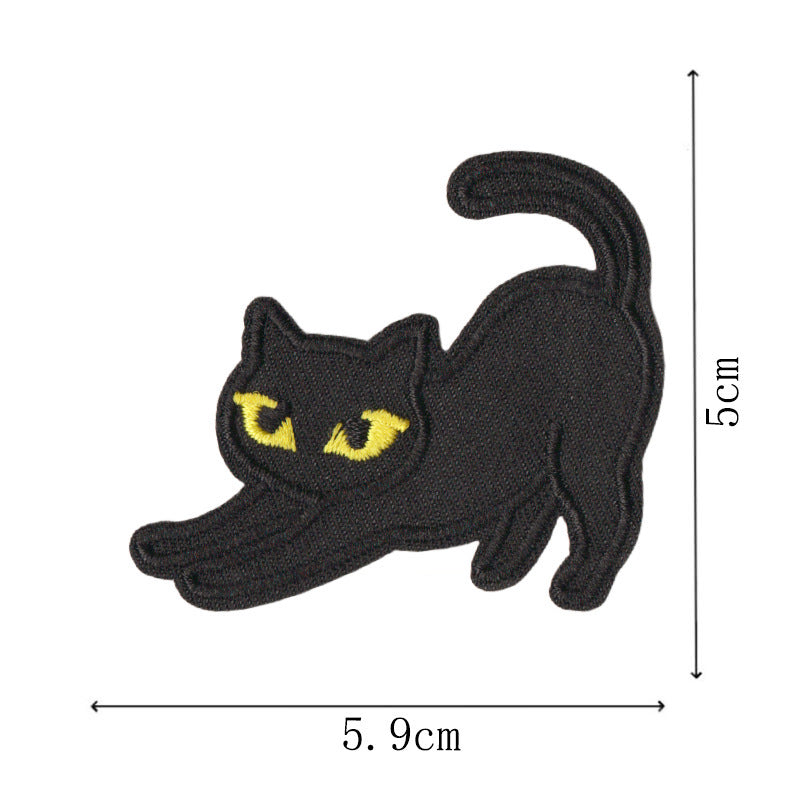 Wholesale Chic Black Cat Embroidered Patches Iron On Funny Mood Cat Set Of 9 For Clothing Repair And et Decoration