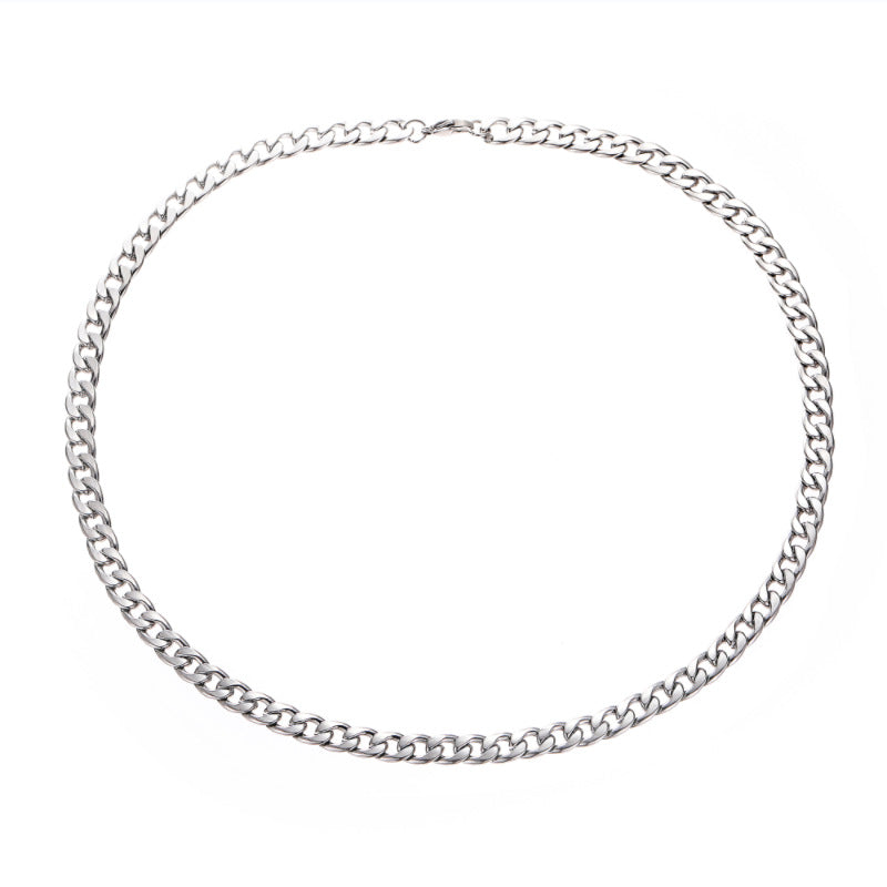 Wholesale versatile necklaces, American men's collarbone chains, titanium steel Cuban chains