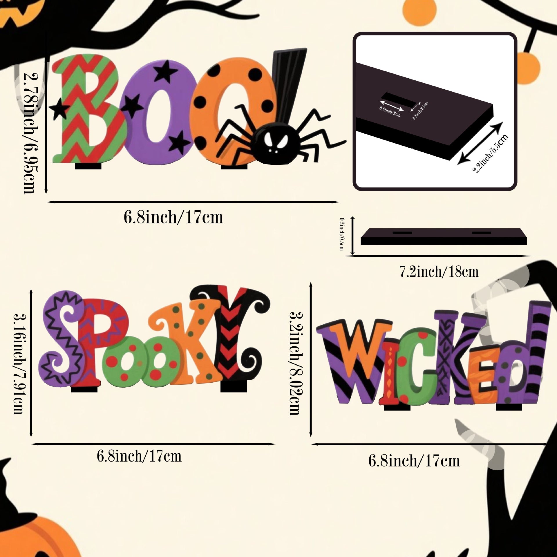 Wholesale 3pcs/pack colored spotted letter wooden ornament