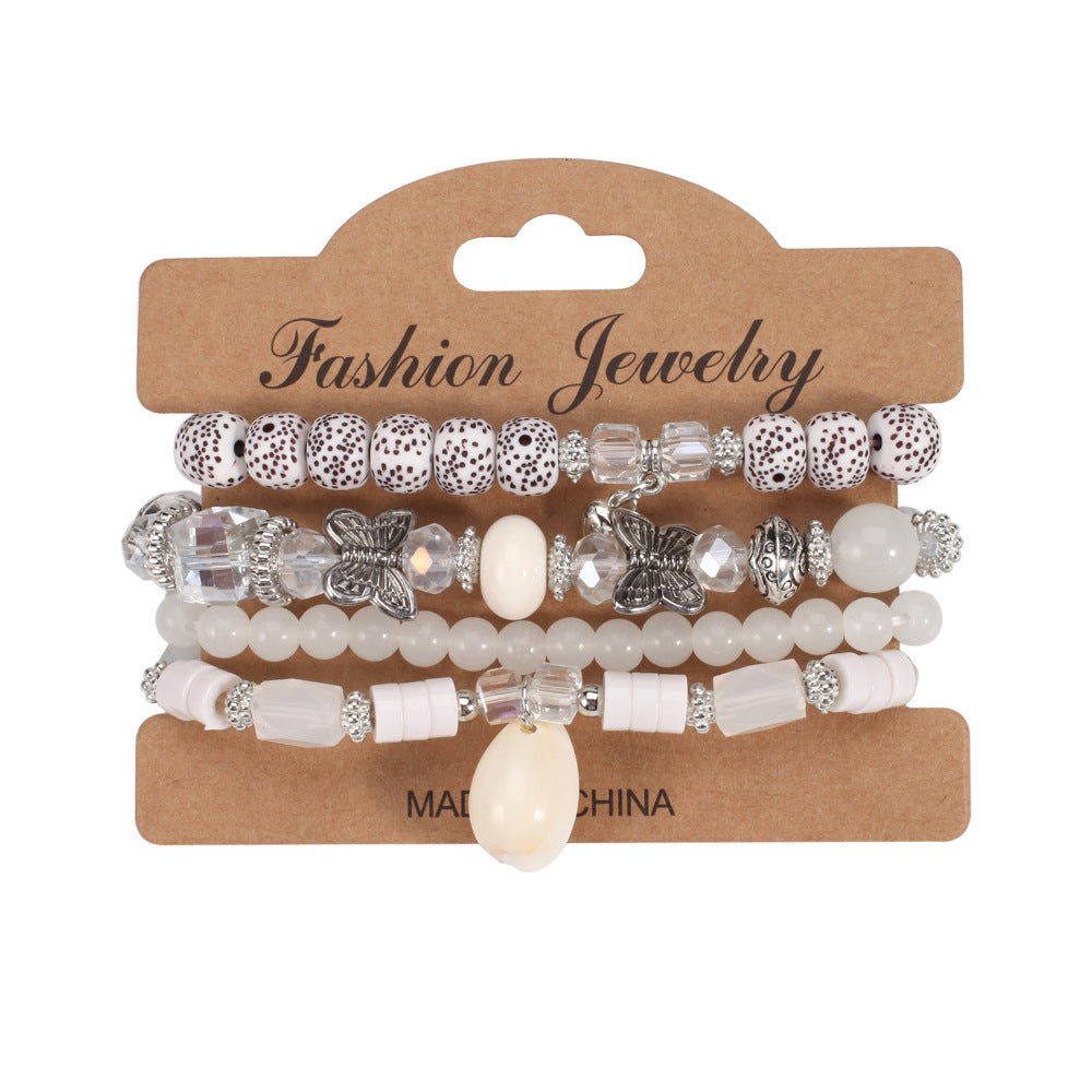 Wholesale Bohemian Butterfly Shell Love Multi-layered Bracelet