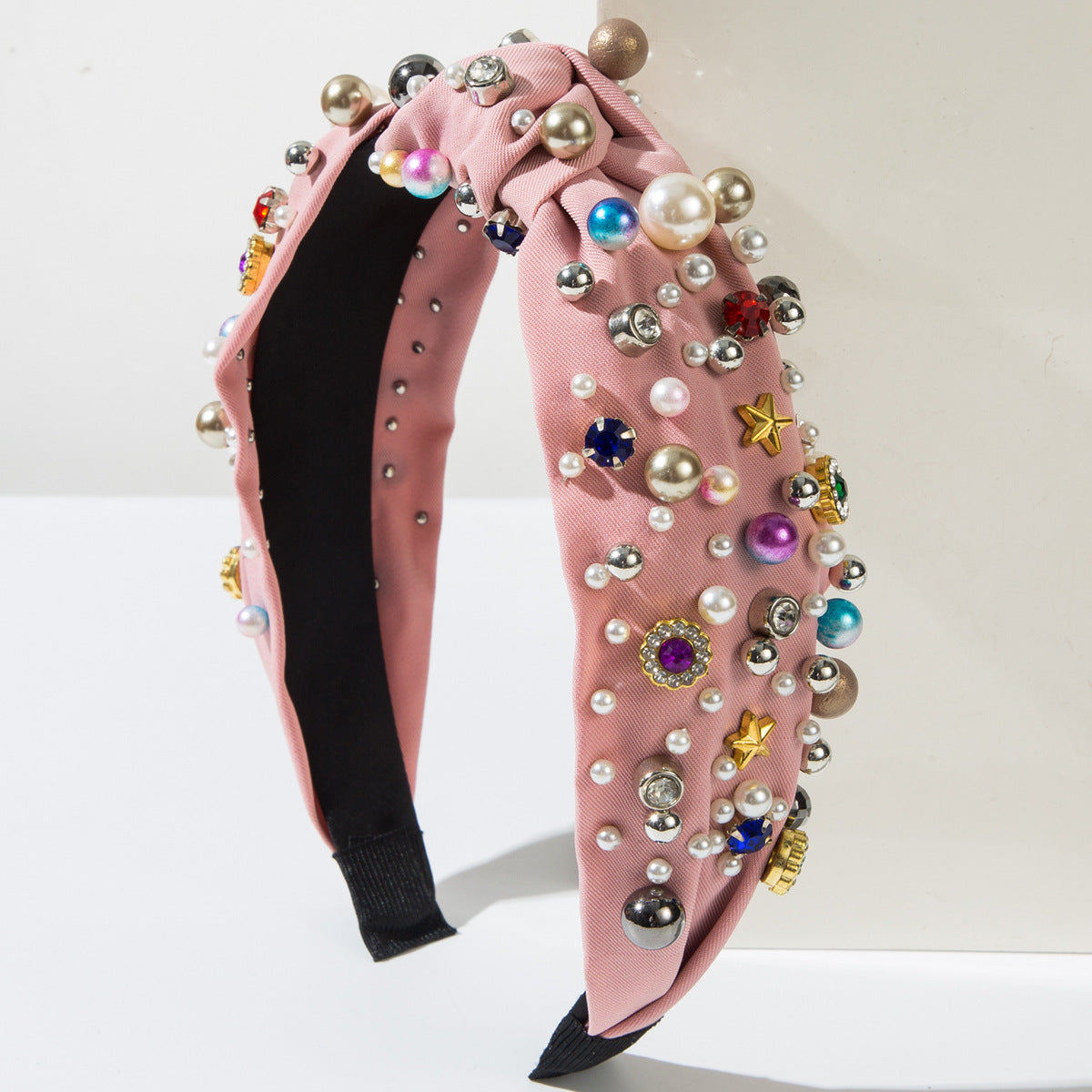 Wholesale  fabric knotted hairband heavy nail pearl color high-quality hairband all-match beautiful hair accessories