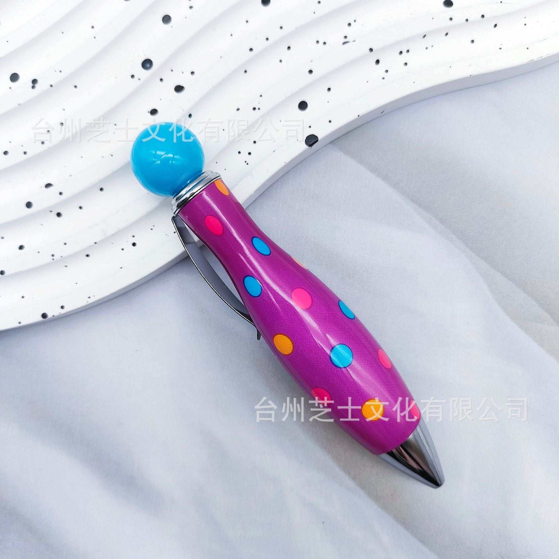 Wholesale 10pcs Multicolor Bowling Ballpoint Pen Cute Spot Print Flower Film Chubby