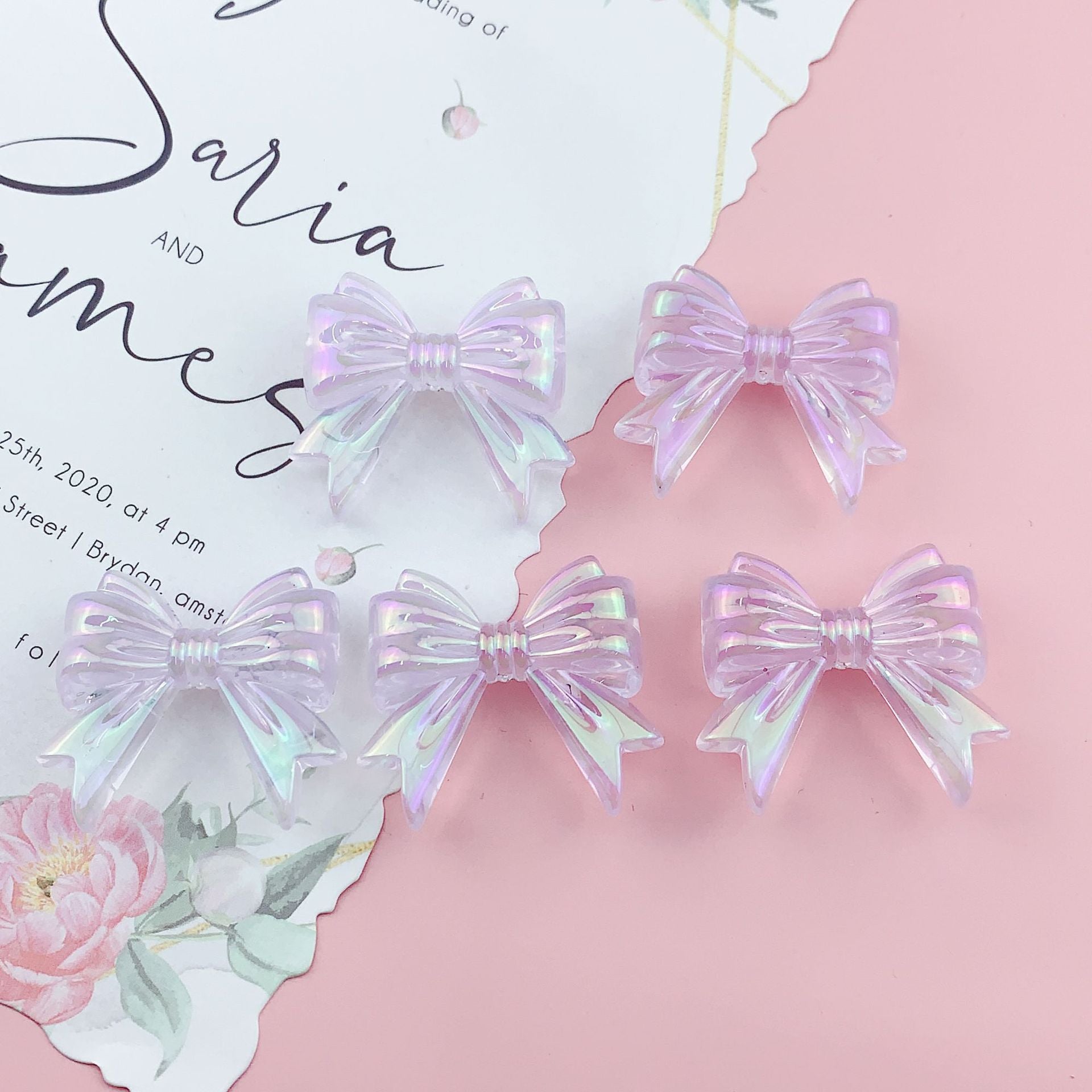 Wholesale 10pcs Colored jelly colored butterfly bow acrylic beads