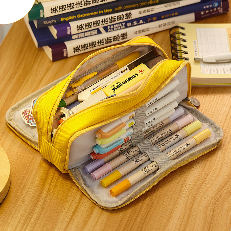 Wholesale Solid Color Pen Bags with Large Capacity Stationery Pencils Canvas Storage Bag