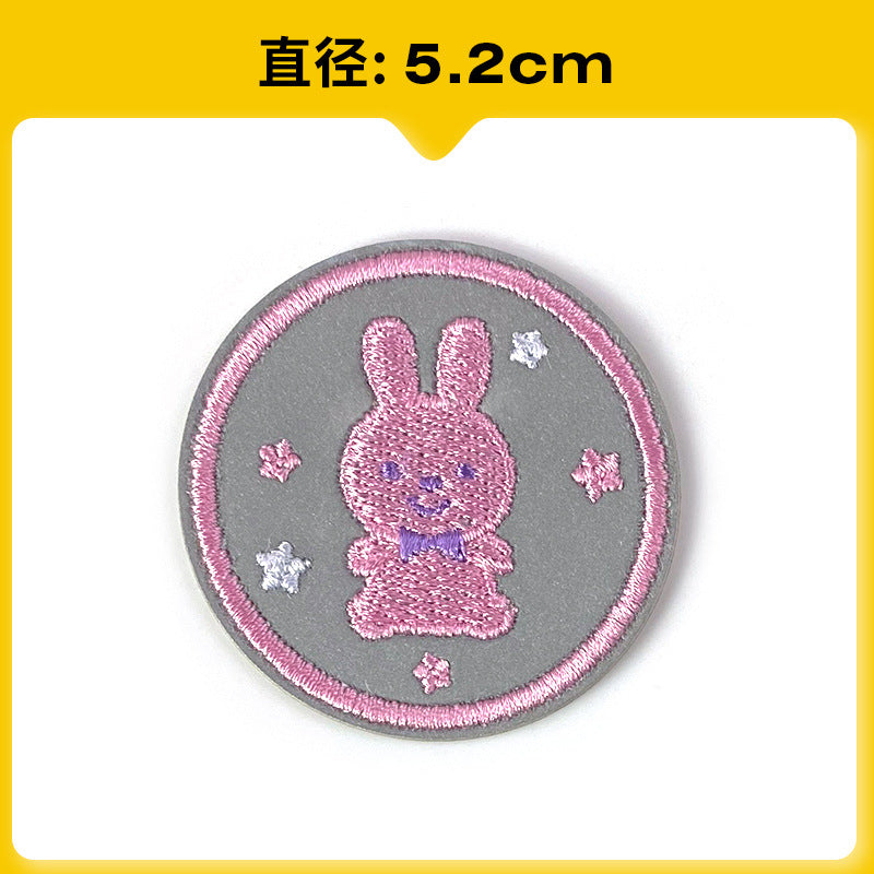 Wholesale Chic Reflective Cartoon Embroidered Patch For Backpack Coat School Bag Safety Decorative Badge