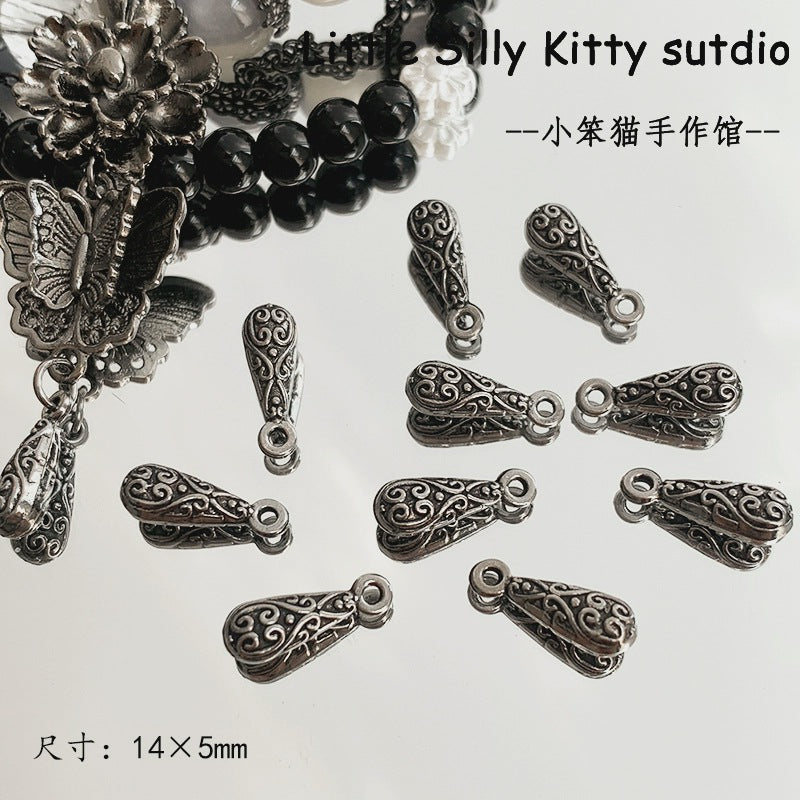 Wholesale Gun Black Peony Butterfly Snake Feather Moon Red Agate Alloy Charms DIY Bracelet Making Fashion Accessory Gift