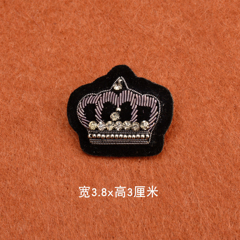 Wholesale 2pcs DIY Hand Embroidered Indian Silk Cloth Patches Hat Clothes Crown Patches FS