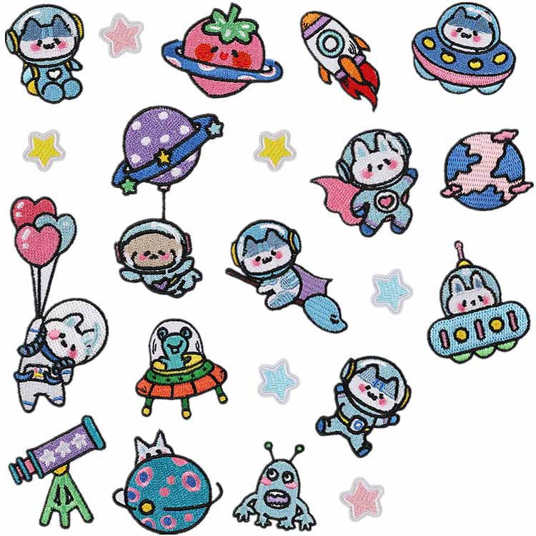 Wholesale 41 Piece Space Rabbit Embroidered Patches Set With Astronaut And Star Designs DIY Clothing Decoration Boutique Craft Supply