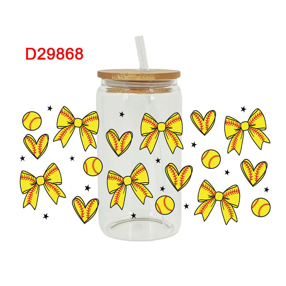 Wholesale Baseball rugby helmet sports 16oz Cup UV DTF Wraps