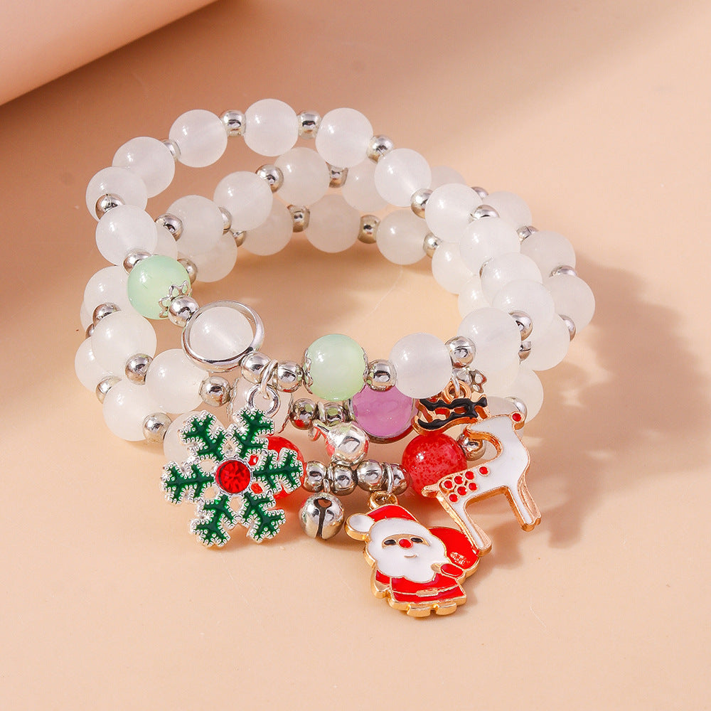 Wholesale Christmas Cat's Eye Santa Claus Elk Snowflake Bracelet