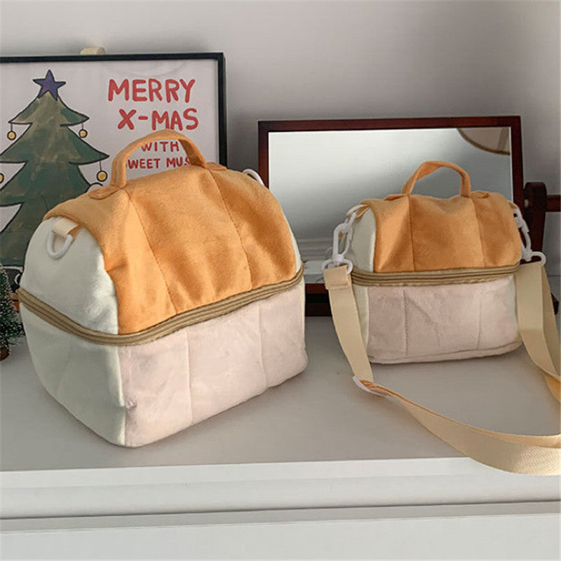 Wholesale Plush Toast Bread Makeup Bag, Large Capacity Portable Storage Bag