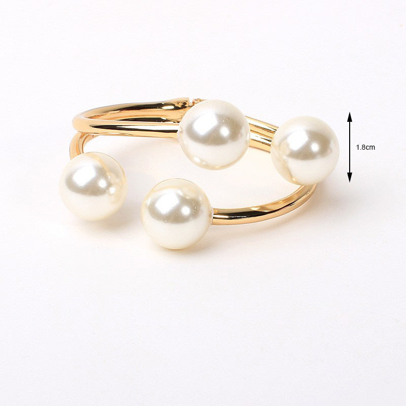 Wholesale Pearl double-layer semi open Layered Bracelet Set