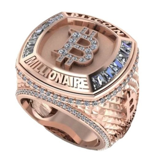 Wholesale Rose gold letter B commemorative full diamond ring