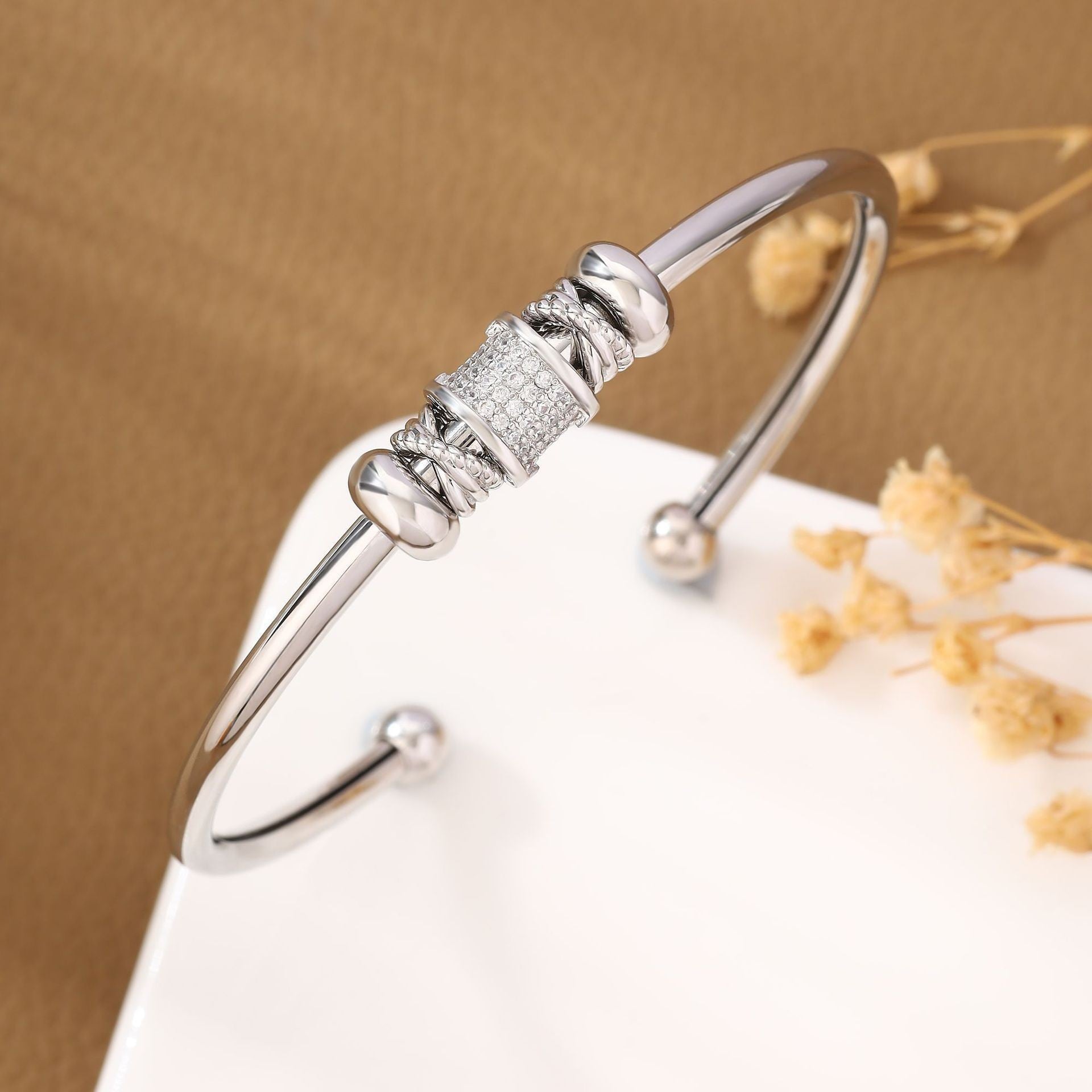 Wholesale Nail copper micro inlaid zircon open bracelet