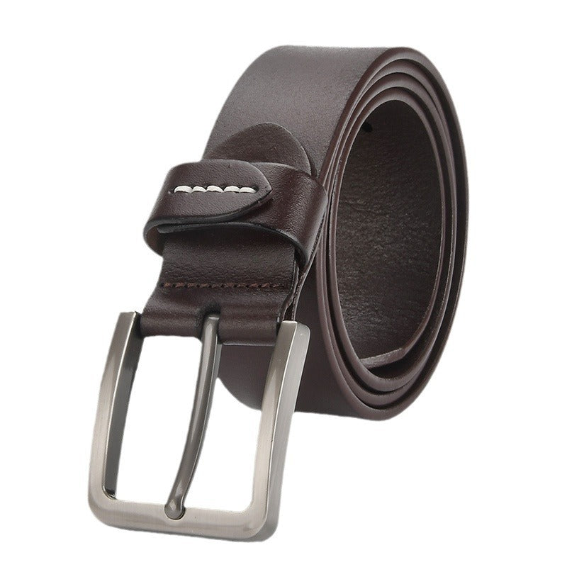 Wholesale Top-grain genuine leather men' s pin buckle casual belt