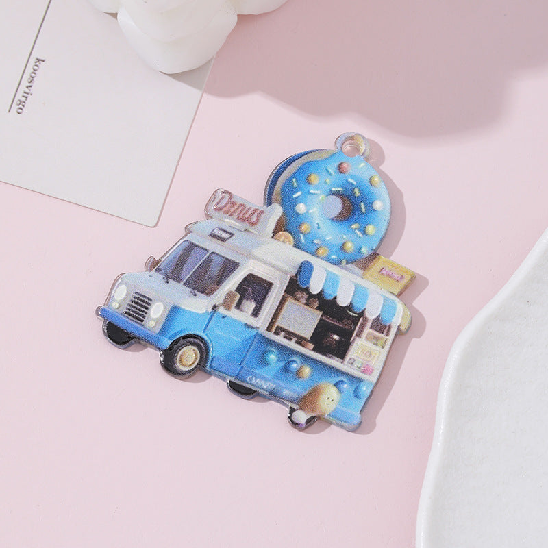 Wholesale 10pcs/ pack cute car donut hanging pendant diy mobile phone chain keychain