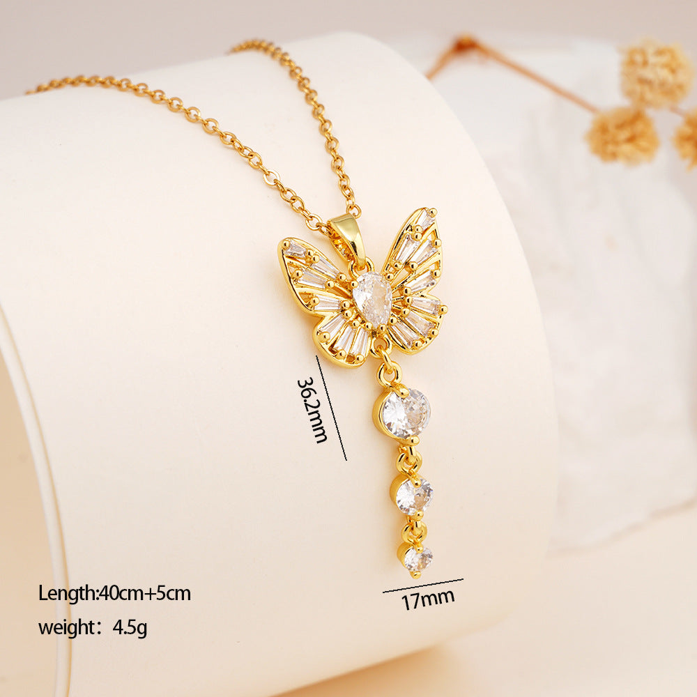 Wholesale Butterfly Flowers  Light and Luxurious Clavicle Necklace