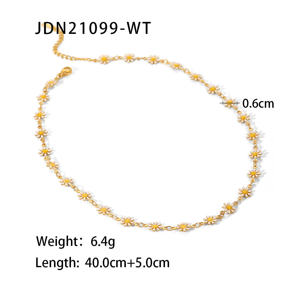 Wholesale 18k Gold Stainless Steel Daisy Gold Color Daisy Chain Necklaces