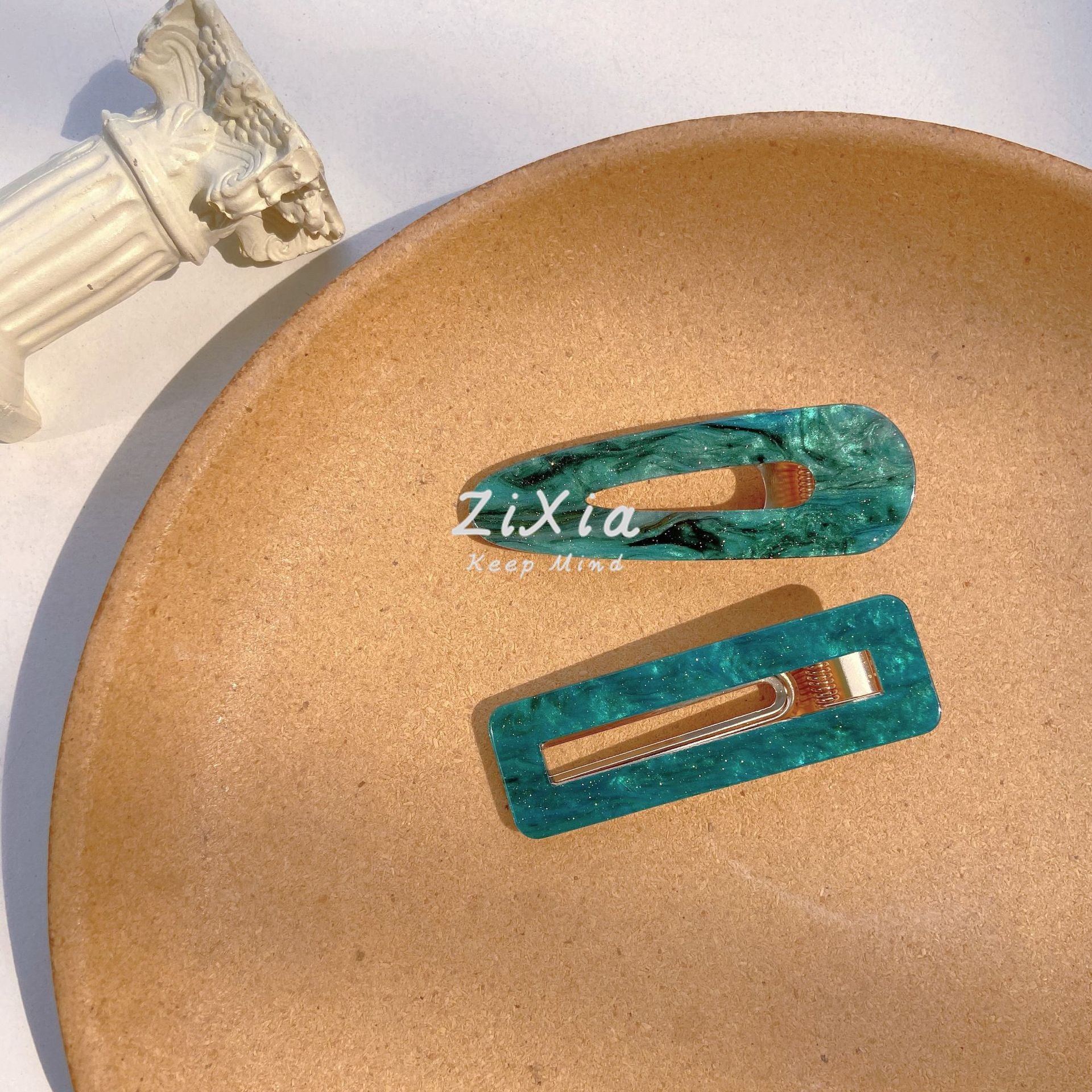 Wholesale acrylic hairpin onion pink starry sky girl side clip acetate geometric hollow duckbill clip