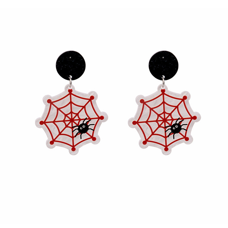 Wholesale Silver Needle Halloween Funny Pumpkin Head Ghost Spider Earrings
