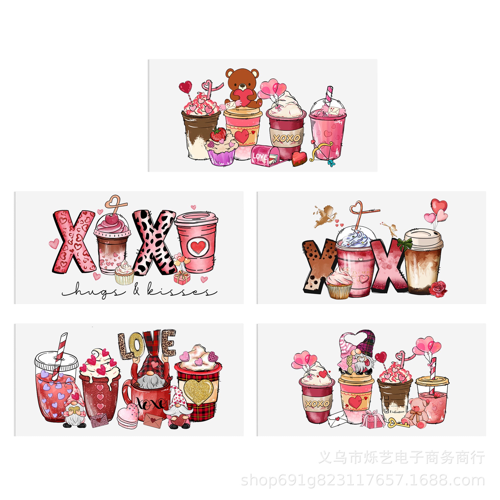 Wholesale Valentine' s Day Christmas Drink 16oz Cup UV DTF Wraps