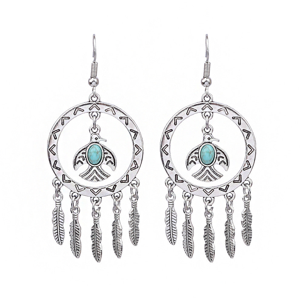 Wholesale Antique Silver Tassels Alloy Earrings