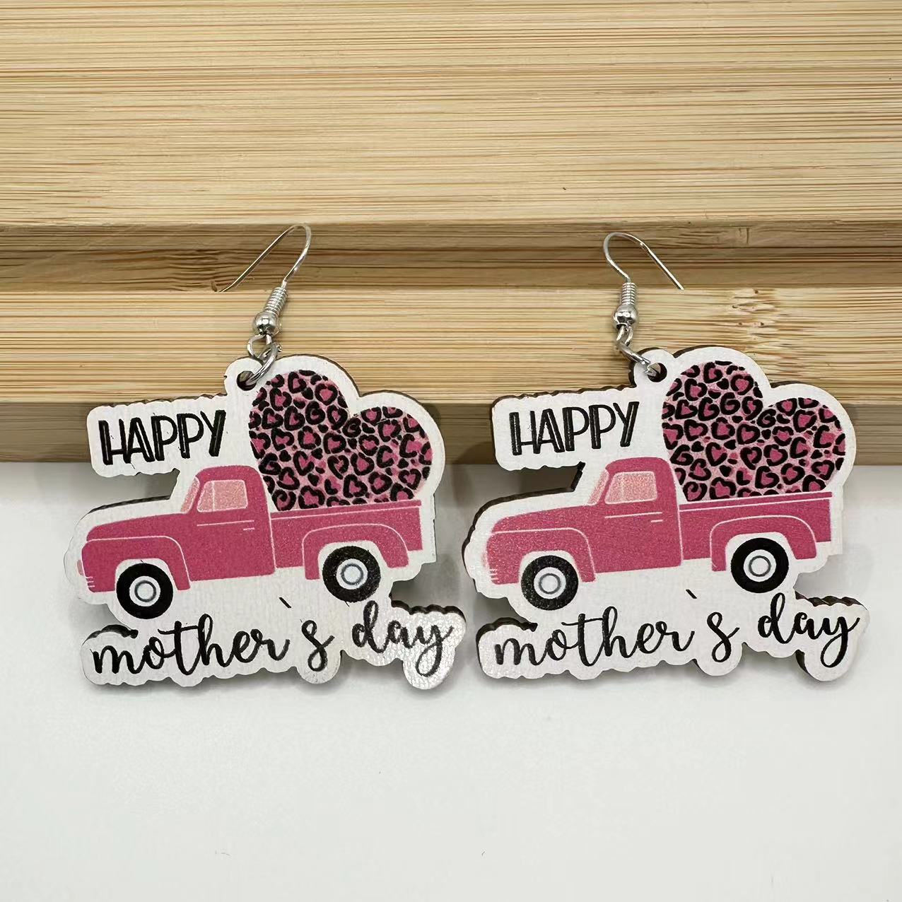 Wholesale Mother' s Day printing sunflower earrings