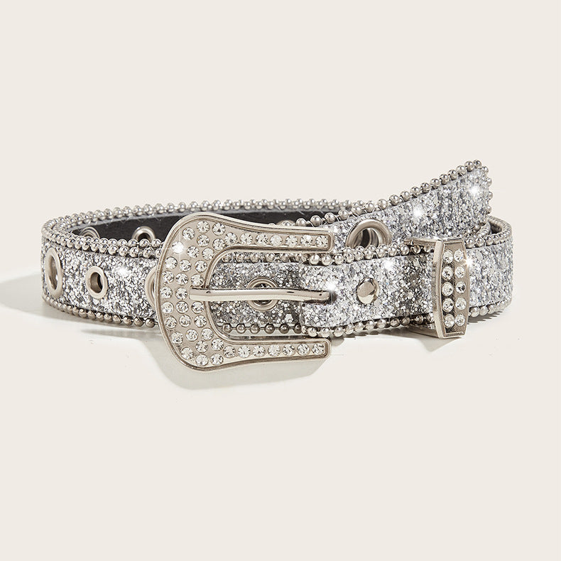 Whoelsale PU Wide Sequin Rhinestone Belt