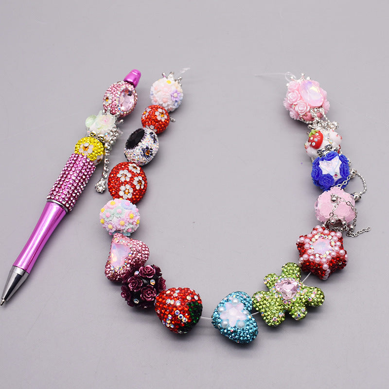 Wholesale 5pcs Clay Heavy Industry Fishtail Zircon Bear Strawberry Beads