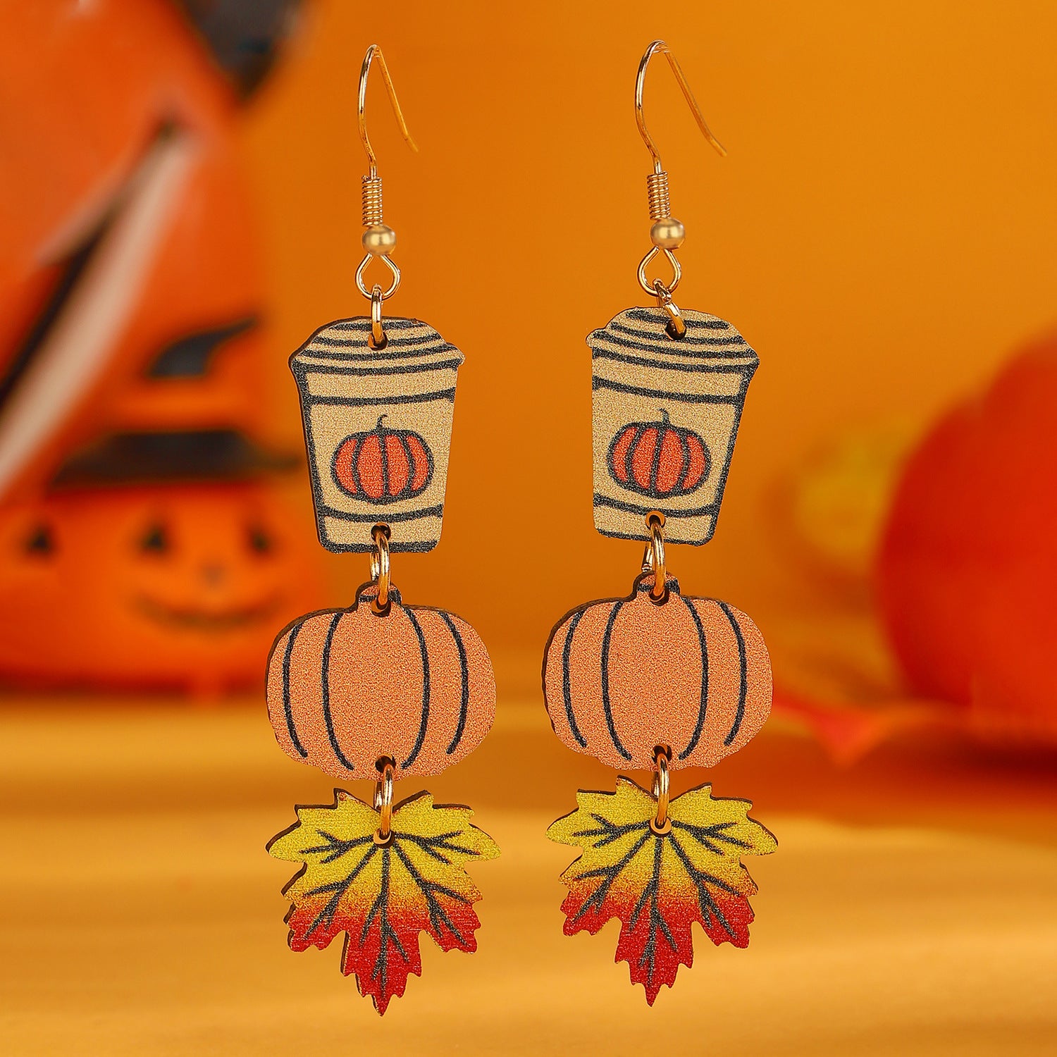 Wholesale Halloween Black Cat Ghost Pumpkin Spliced Drop Earrings