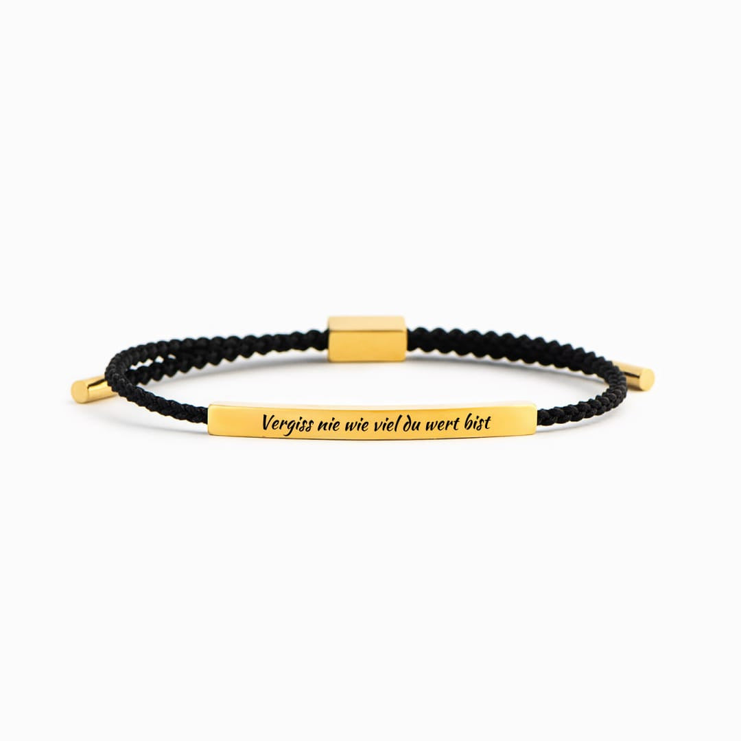 Wholesale Stainless steel bent tube inspirational text adjustable woven bracelet