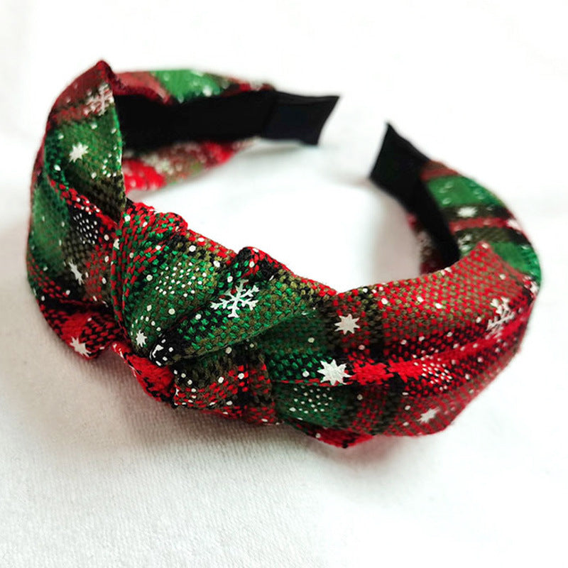 Wholesale Christmas Series Plaid Bow Cloth Headband