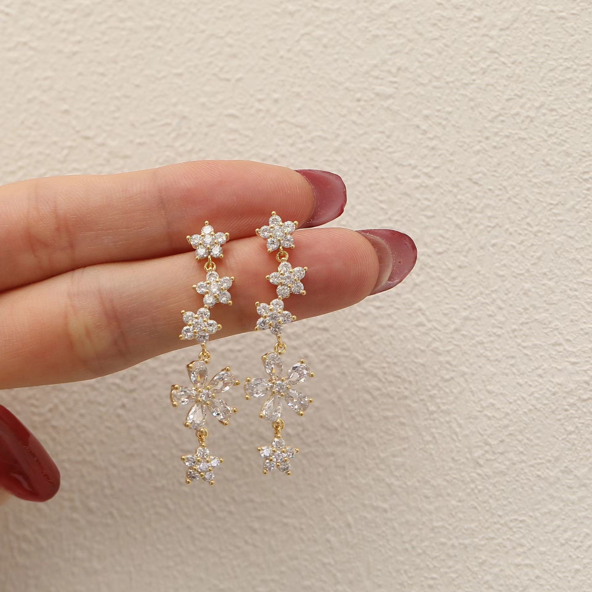 Wholesale Forest-style colorful diamond butterfly long earrings