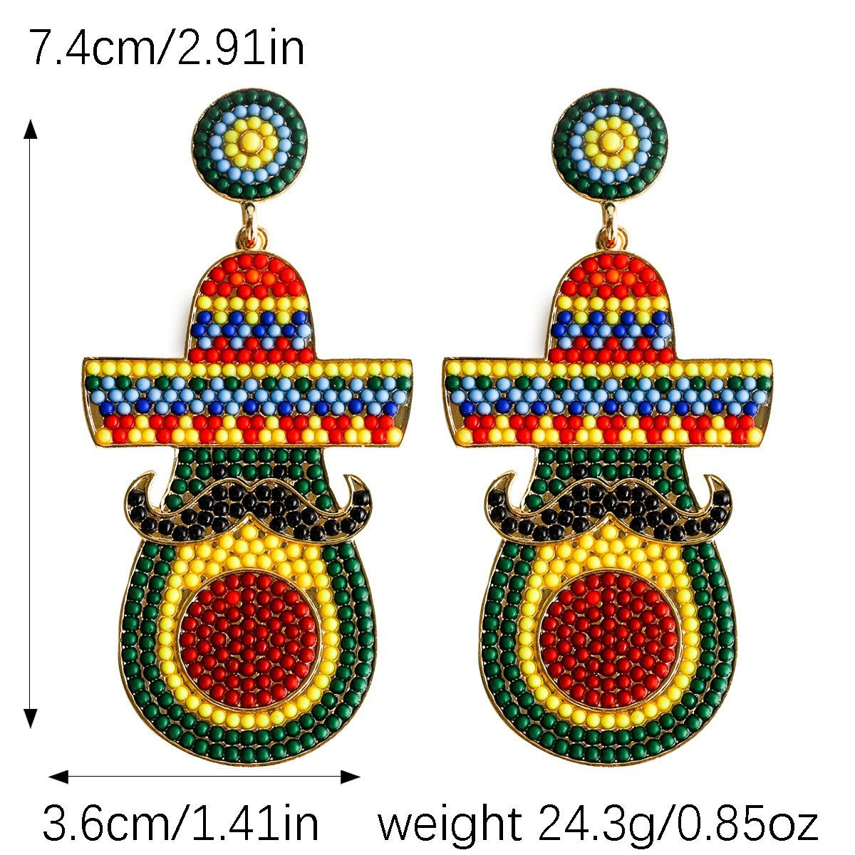 Wholesale Mexican Cactus Avocado Colorful Handmade Rice Beads Earrings