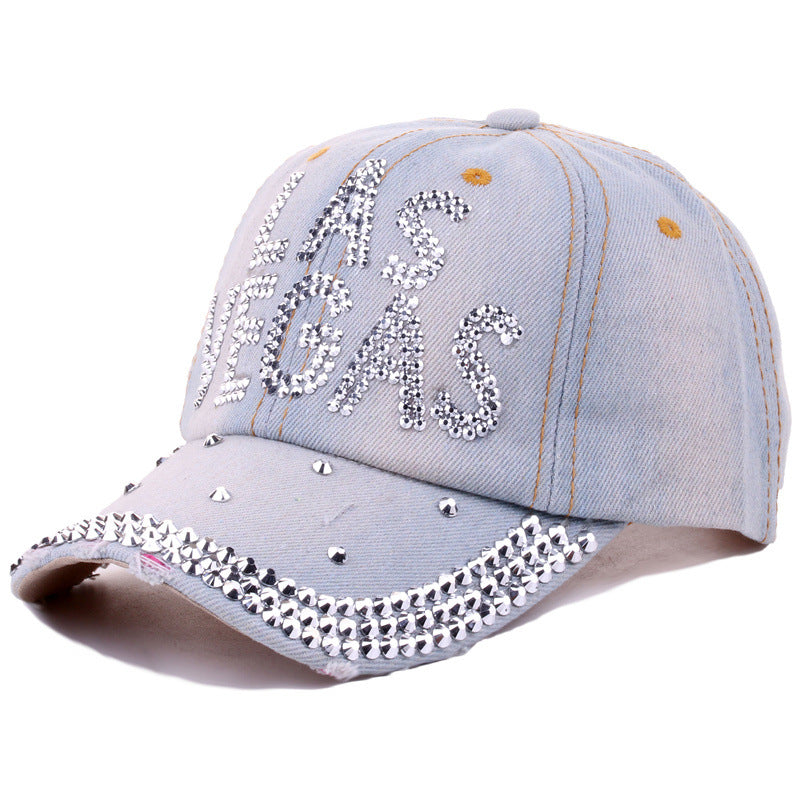 Wholesale Cotton Denim Letter Dot Diamond Baseball Cap