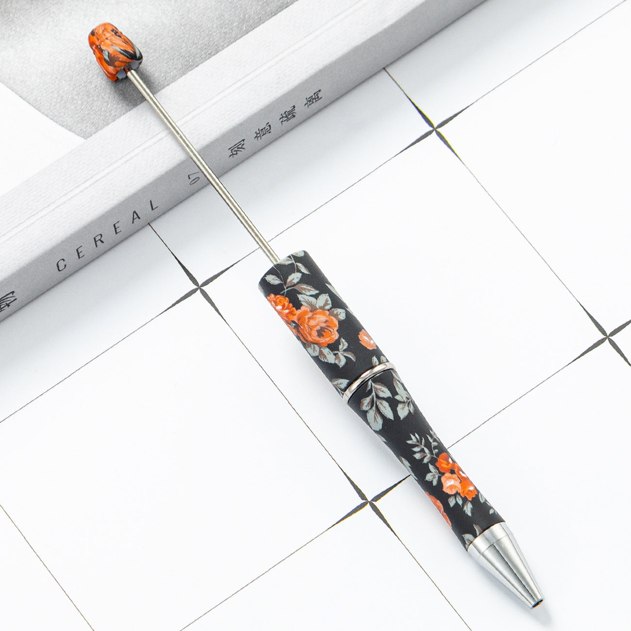 Wholesale Beadable Pens Skull Flower Print Plastic Pen DIY for Beaded