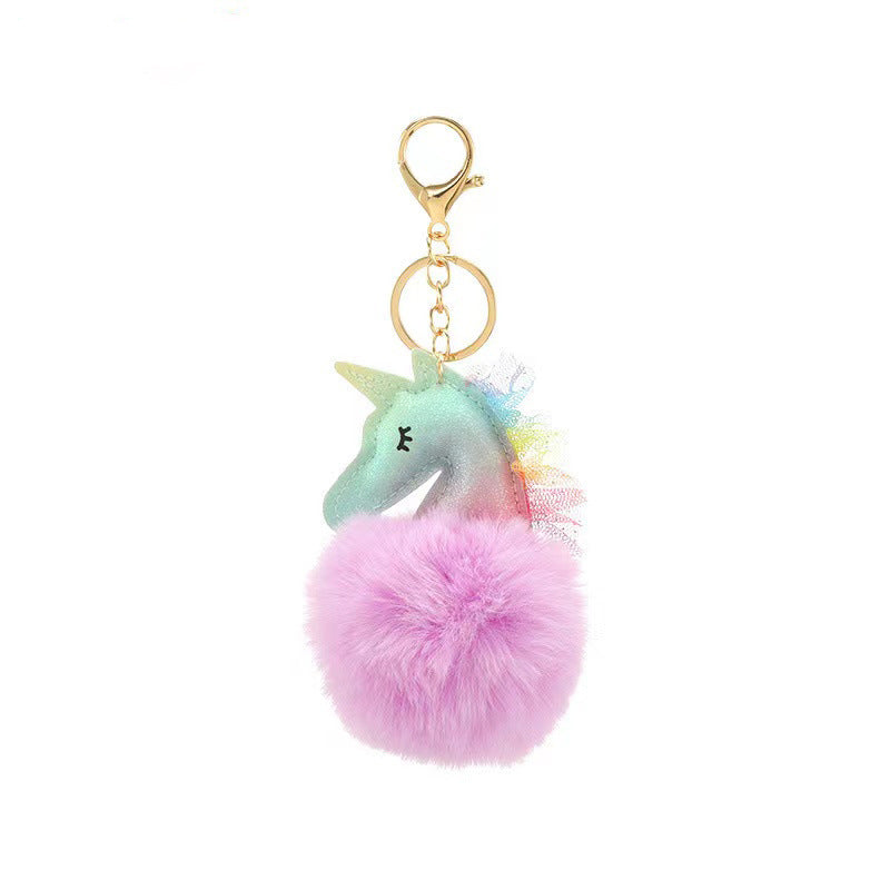 Wholesale Lace Lace Lace Unicorn Plush Ball Keychains