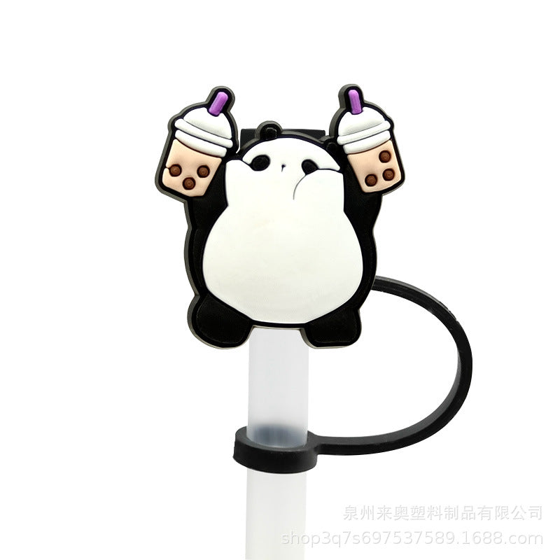 Wholesale 10PCS Cartoon Beverage Silicone Straw Tube Cap