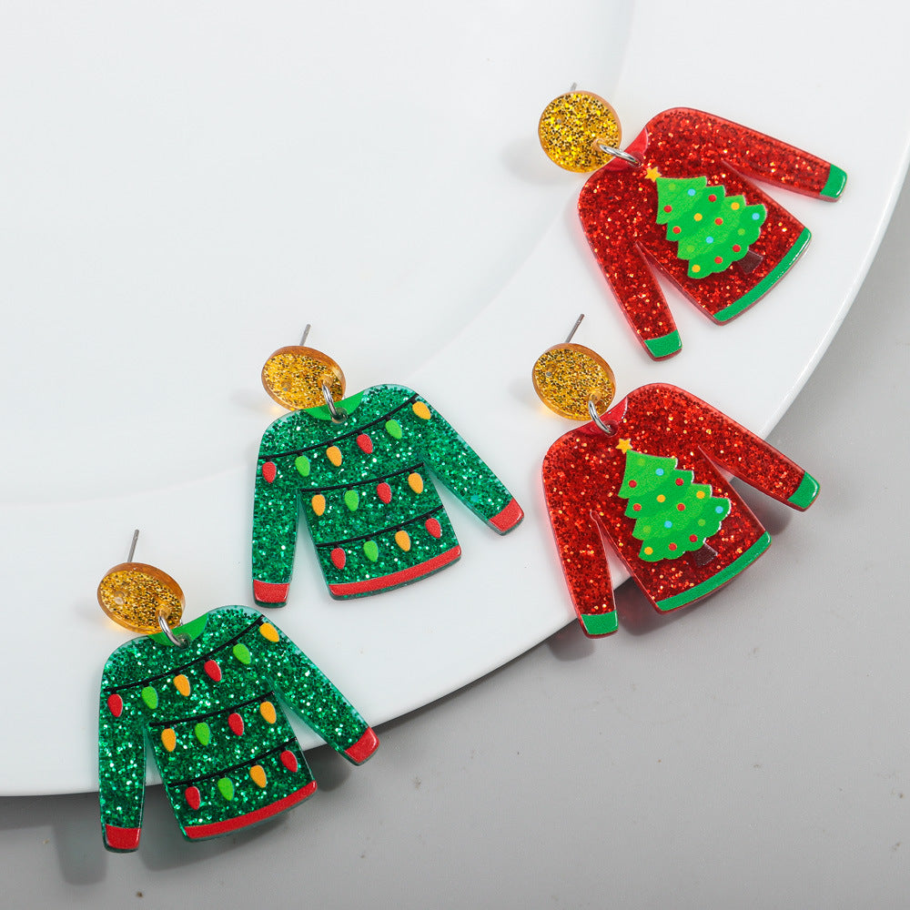 Wholesale Christmas Sweater Acrylic Earrings
