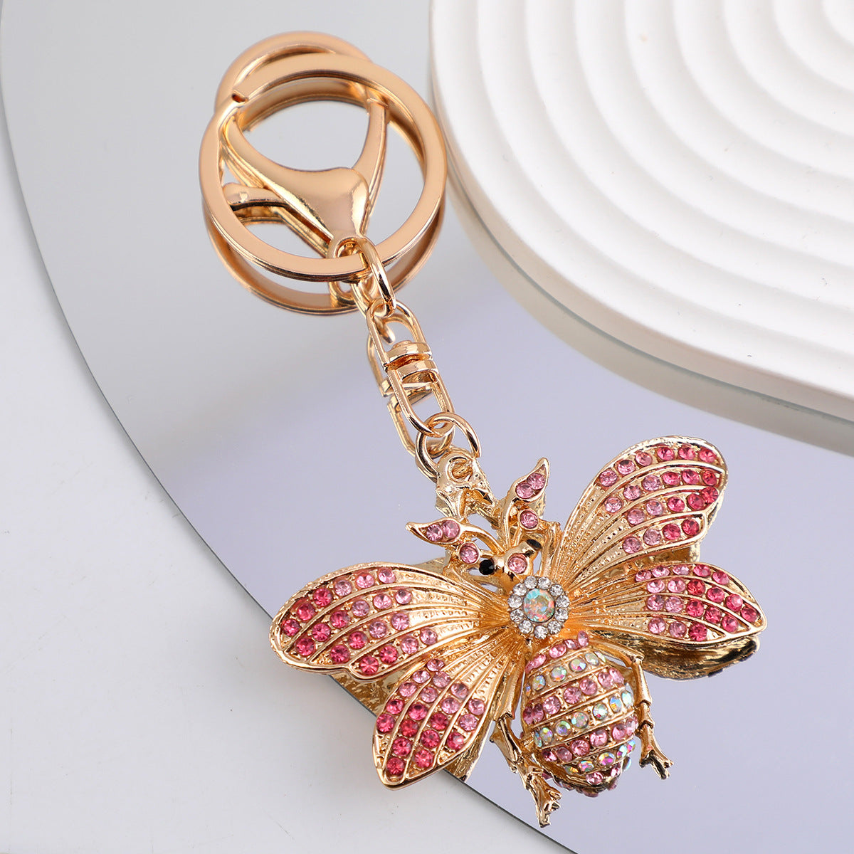 Wholesale Colorful diamond studded butterfly metal keychain