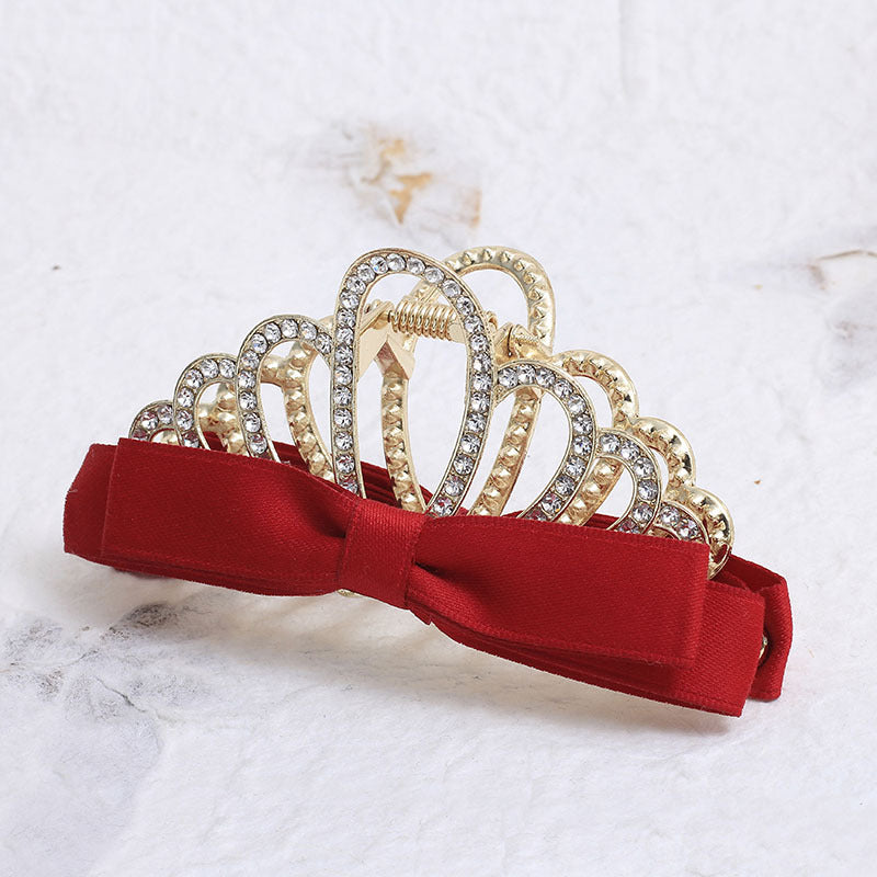 Wholesale Crown Fabric Bow Large Shark Clip