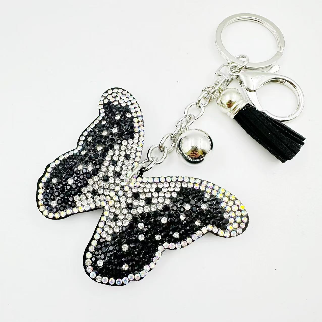Wholesale Crystal Rhinestone Butterfly Tassel keychain