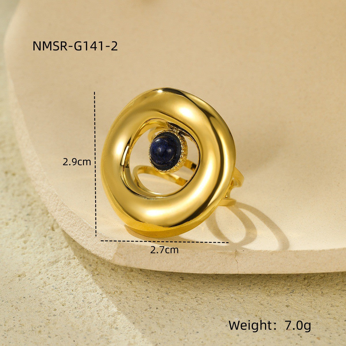 Wholesale Stainless Steel Ring With Natural Stone Setting