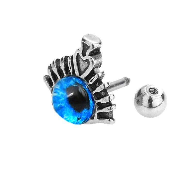 Wholesale Single Eye Drip Oil Titanium Steel Heart Drip Screw Earrings