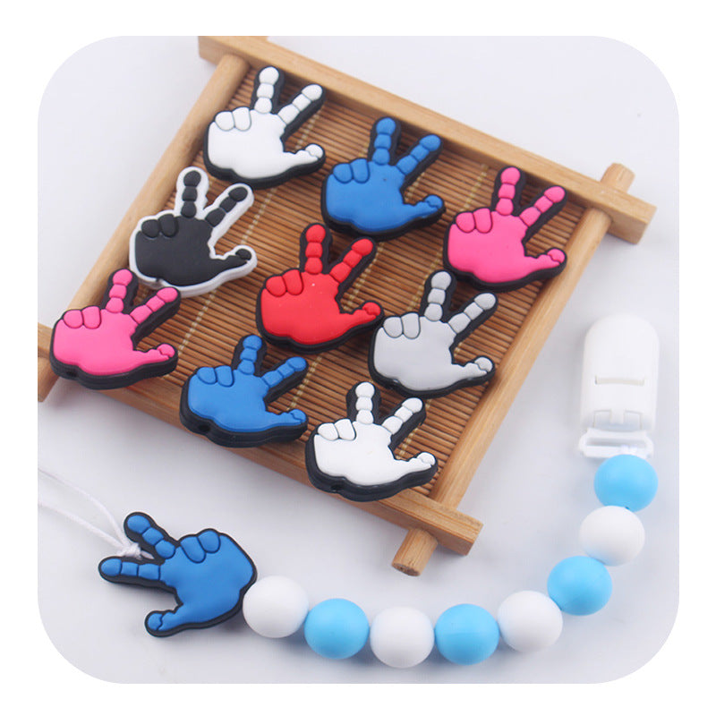 Wholesale 3pcs Creative DIY Baby Products Baby Pacifier Chain Teething Teething Gel Cartoon Palm Silicone Beads