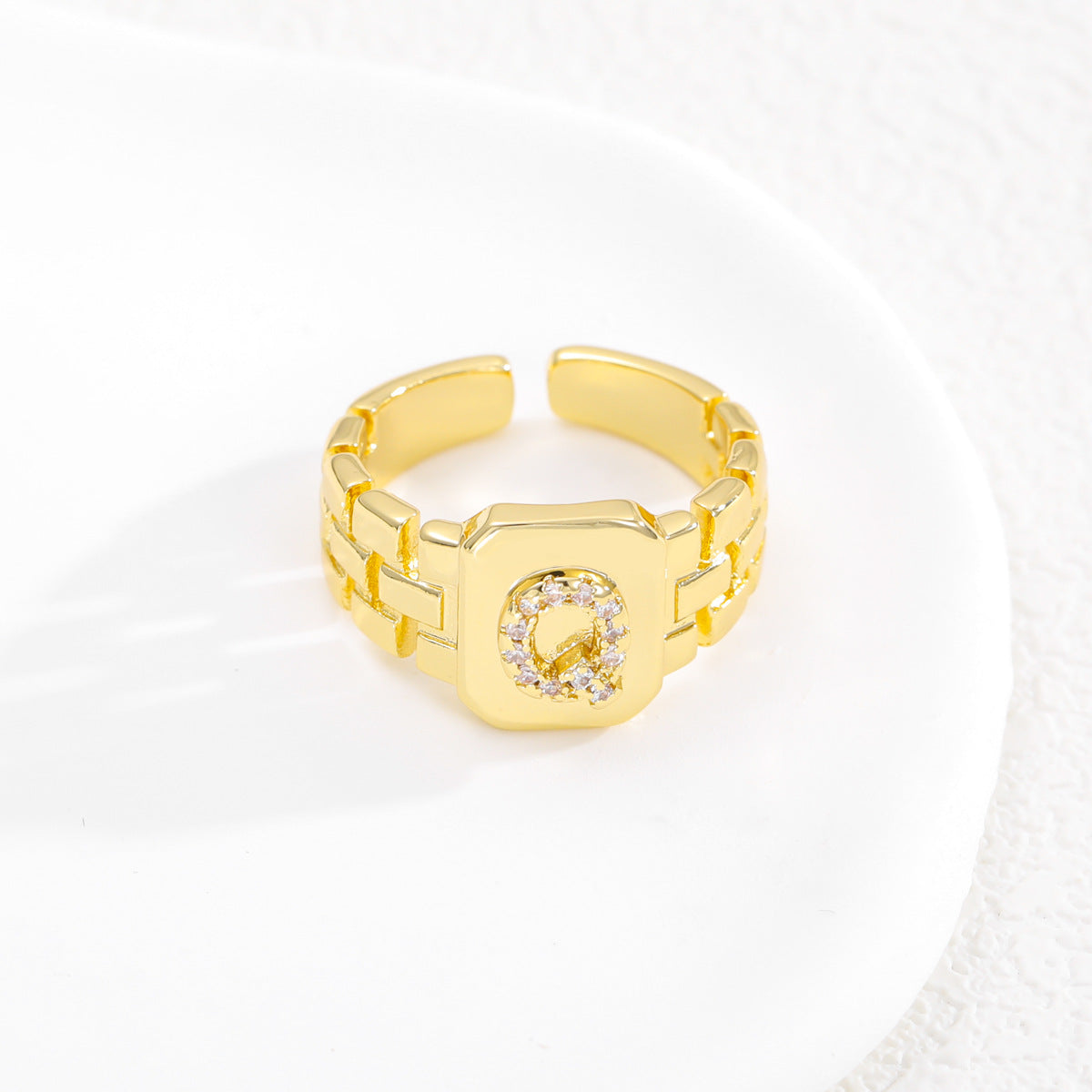 Wholesale Gold plated letter series open ring