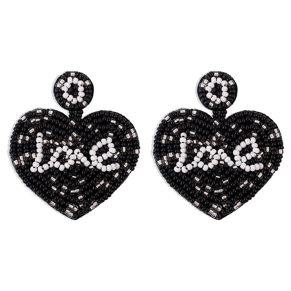 Wholesale Ethnic Bohemian Heart Letter Beaded Earrings